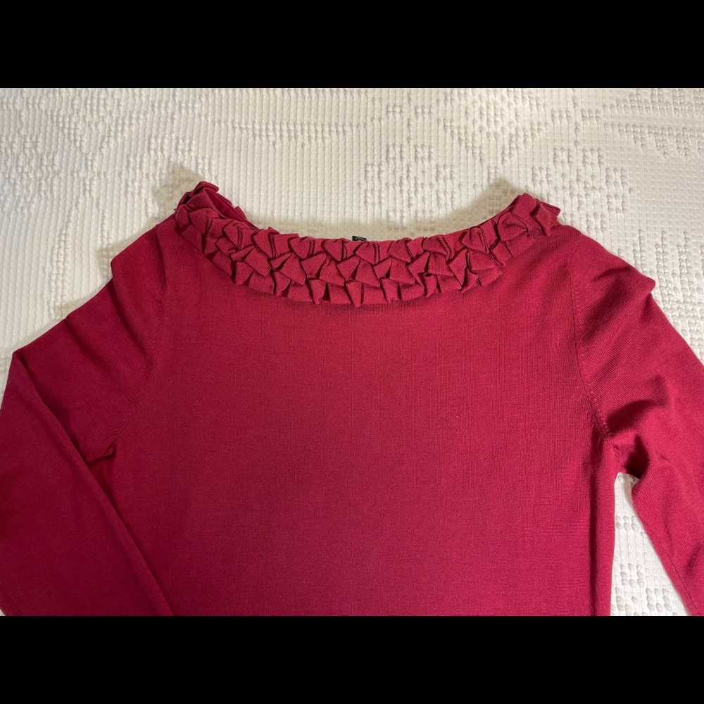 Talbots Pullover Sweater with Ruffled Neckline. - Picture 4 of 11